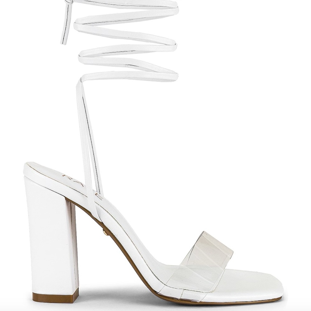 RAYE White Block Heel Sandals